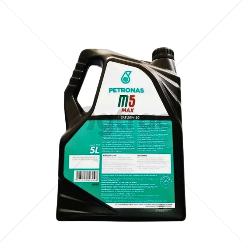 ACEITE PETRONAS M5 MAX SAE 20W-50 MULTIGRADO DE 5 LITROS PARA MOTOR A GASOLINA (18235015)