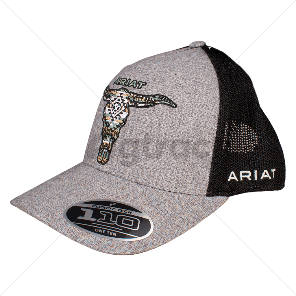 Gorra Ariat Calavera Longhorn Gris con Negro (A300075006)